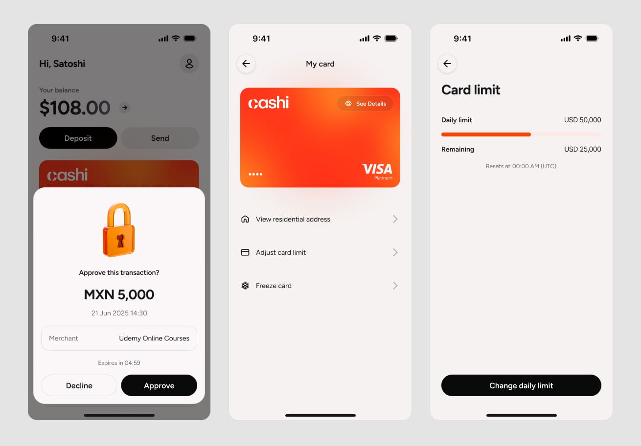 **Security layers** - Clear security thresholds that give users explicit control over their funds without adding unnecessary friction.